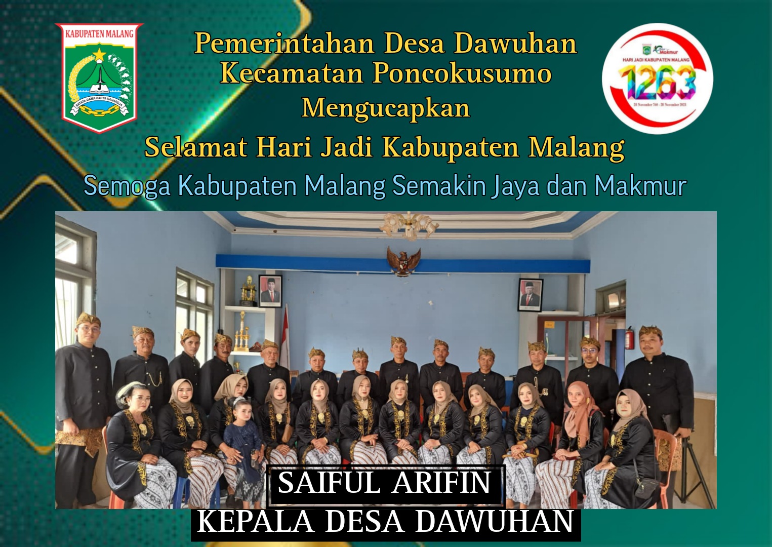 Pemerintahan Desa Dawuhan Kecamatan Poncokusumo Mengucapkan Selamat Hari Jadi Kabupaten Malang Ke – 1263