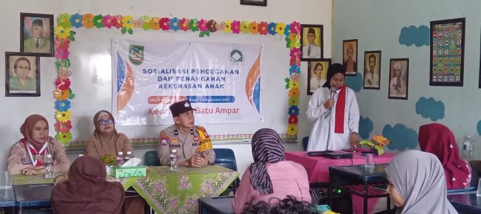 Dalam Rangka Program Prioritas Kapolri Presisi, Polsek Batu Ampar Sosialisasi Pencegahan dan Penanganan Kekerasan Anak