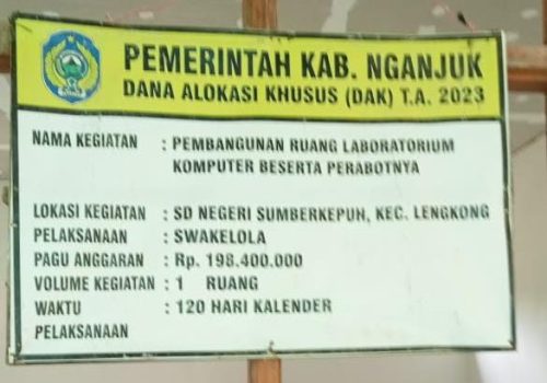 Pelaksanaan Pembangunan Di Sekolah Dasar Negeri 1 sumber Kepuh Kecamatan Lengkong Berjalan Lancar