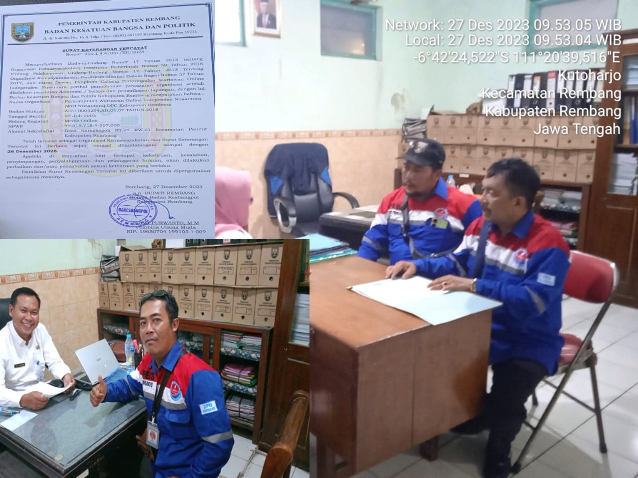 Resmi, PWO-IN Telah Tercatat Di Kesbangpol Di Kabupaten Rembang