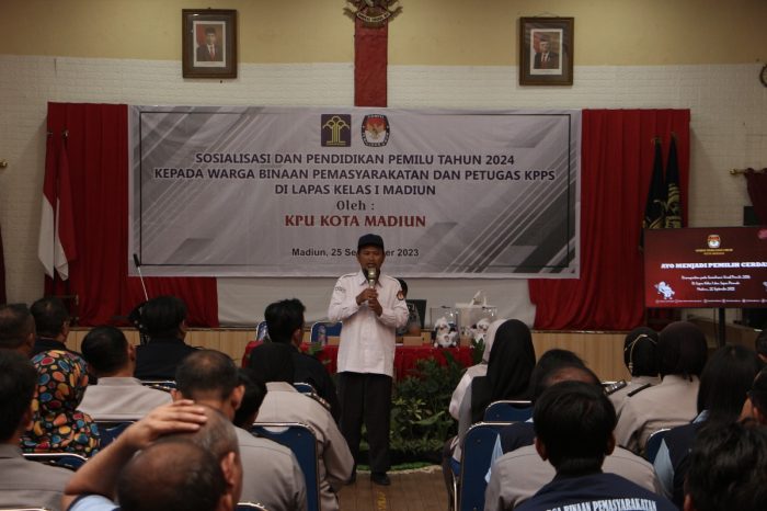 Sinergitas Polres Madiun Kota Bersama Lapas Kelas I Madiun Sosialisasikan Pemilu Damai 2024