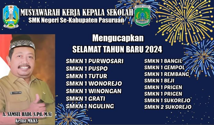 Ketua MKKS SMK Negeri Kabupaten Pasuruan Mengucapkan Selamat Tahu Baru 2024