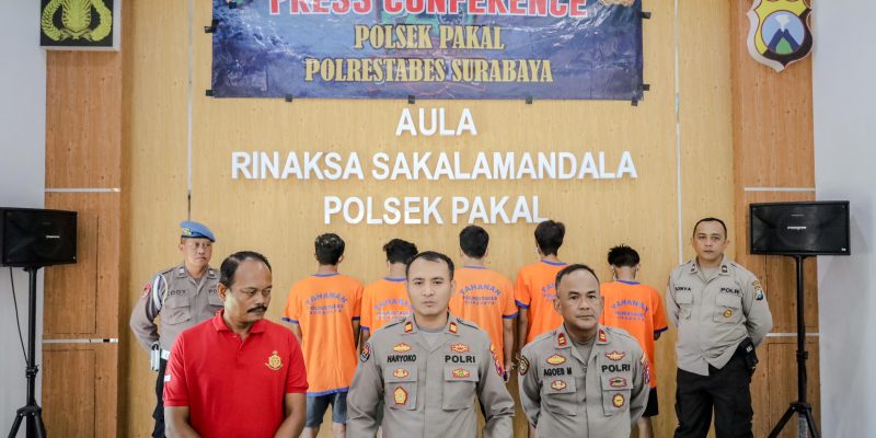 Polsek Pakal Polrestabes Surabaya Amankan Enam Pelaku Pengeroyokan Di Jalan Raya Benowo