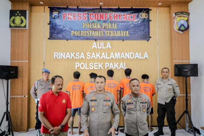 Polsek Pakal Polrestabes Surabaya Amankan Enam Pelaku Pengeroyokan Di Jalan Raya Benowo
