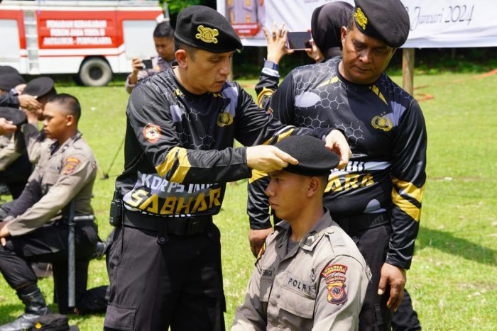 18 Bintara Polri Remaja Polres Purwakarta Gelar Pembaretan Di Lapangan Ex AMDK Perum Jasa Tirta Jatiluhur