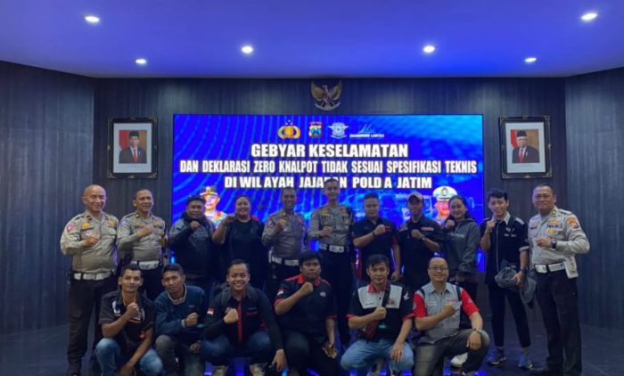 Ditlantas Polda Jatim Bersama Komunitas Otomotif Deklarasikan Zero Knalpot Tidak Sesuai Spektek