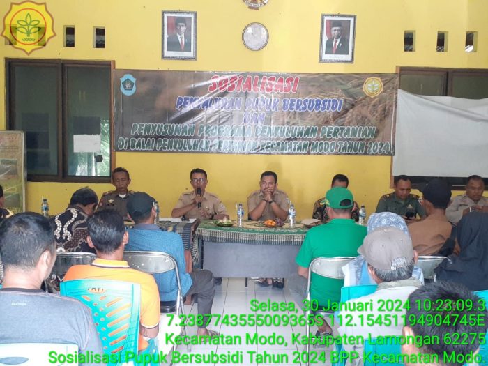 Sosialisasi Penyaluran Pupuk Bersubsidi Tahun 2024 Di BPP Kecamatan Modo