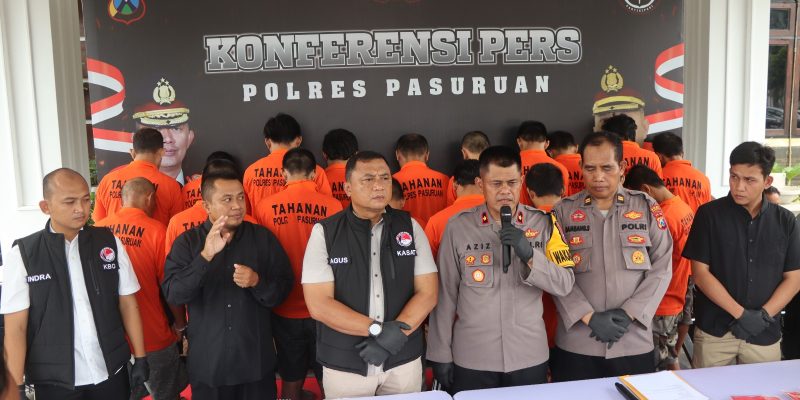 Berhasil Amankan Pelaku Kekerasan Dan Penyalahgunaan Narkoba, Polres Pasuruan Gelar Press Release