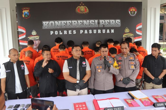 Berhasil Amankan Pelaku Kekerasan Dan Penyalahgunaan Narkoba, Polres Pasuruan Gelar Press Release