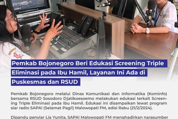 Pemkab Bojonegoro Beri Edukasi Screening Triple Eliminasi pada Ibu Hamil, Layanan Ini Ada di Puskesmas dan RSUD