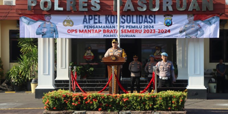Pasca Pemilu 2024, Kapolres Pasuruan Pimpin Apel Konsolidasi PAM TPS