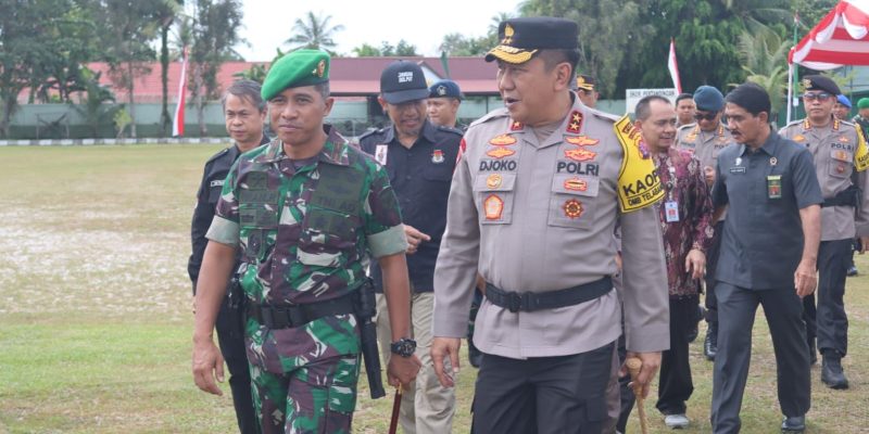 Kapolda Kalteng Hadiri Apel Kesiapan Pemilu 2024 Di Makorem 102 Panju Panjung