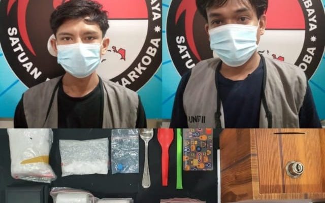 Satresnarkoba Polrestabes Surabaya Amankan Dua Pria Asal Sidoarjo Diduga Pengedar Narkoba