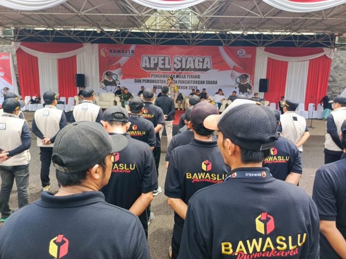 Bawaslu Kabupaten Purwakarta Gelar Apel Siaga Sebagai Tahapan Masa Tenang Dalam Pemilu Tahun 2024