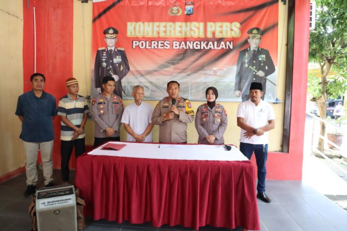 Polres Bangkalan Gelar Konferensi Pers Restorative Justice Maling Patung di Gereja Kamal