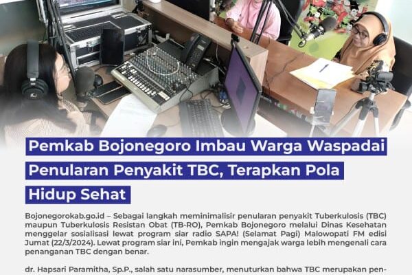 Pemkab Bojonegoro Imbau Warga Waspadai Penularan Penyakit TBC, Terapkan Pola Hidup Sehat