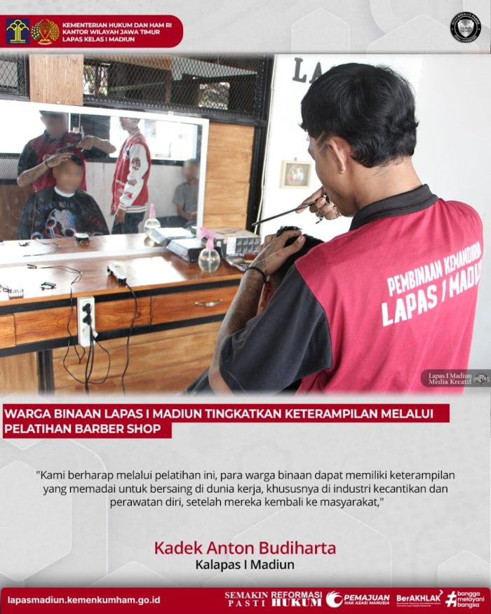 Warga Binaan Lapas I Madiun Tingkatkan Keterampilan melalui Pelatihan Barber Shop