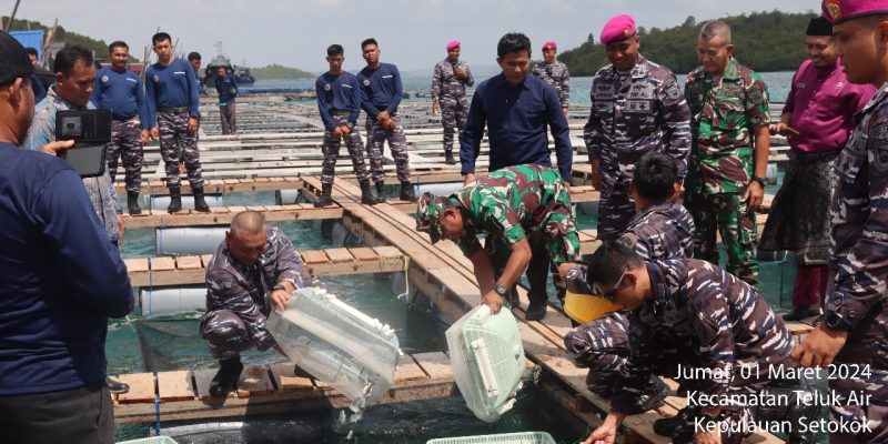 Gelar Bintahwilmar, Yonif 10 Marinir/SBY Ajak Masyarakat Pesisir Budidayakan Ikan Laut
