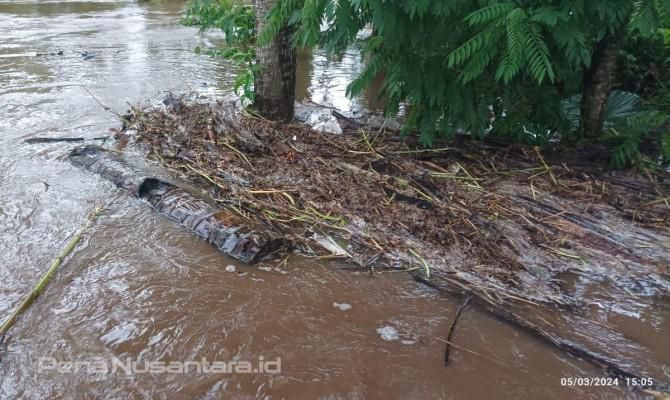 Diduga Pemicu Luapan Air Sungai Di Dusun Wadung Kamidin,Desa Tulung Rejo, Kecamatan Glenmore Ulah Pemotongan Kayu Kelapa PTPN XII