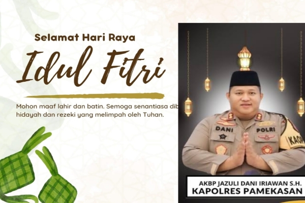 Kapolres Pamekasan AKBP Jazuli Dani Iriawan, SH Mengucapkan Selamat Hari Raya Idul Fitri 1445 H