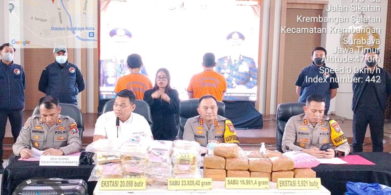 Satresnarkoba Polrestabes Surabaya Ungkap Pengedar Narkotika Lintas Jawa -Sumatra , Amankan 40,8 Kg Sabu dan 26.019 Butir Pil Ekstasi