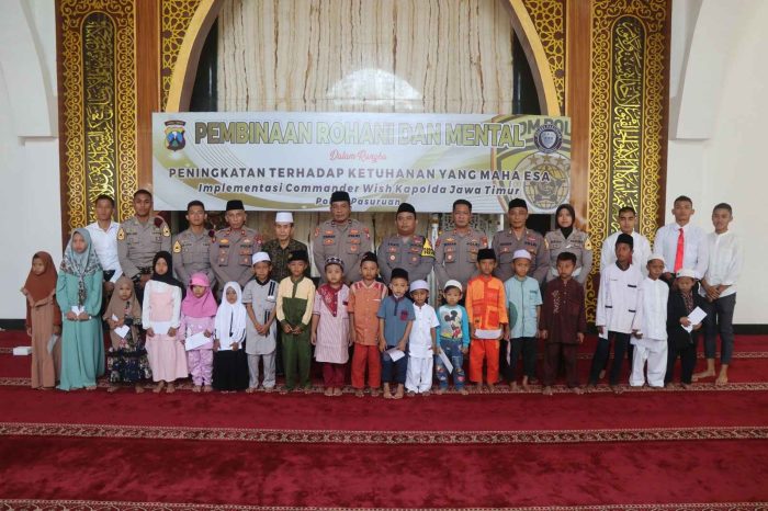 Membina Mental Dan Spiritual, Polres Pasuruan Gelar Binrohtal Bersama Anggota Dan Santunan Anak Yatim