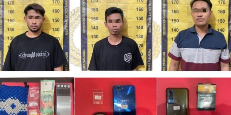 Satresnarkoba Polres Pasuruan Berhasil Tangkap Beberapa Pelaku Pengedar Narkoba Beserta Barang Buktinya.