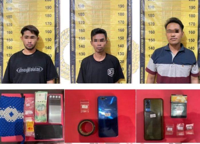 Satresnarkoba Polres Pasuruan Berhasil Tangkap Beberapa Pelaku Pengedar Narkoba Beserta Barang Buktinya.