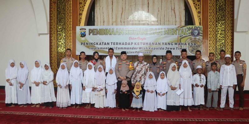 Tingkatkan Ketaqwaan Dan Kedisiplinan, Kapolres Pasuruan Gelar Binrohtal Bersama Anggota Dan Santunan Anak Yatim