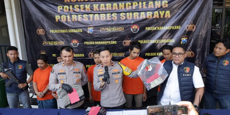 Unit Reskrim Polsek Karang Pilang Bekuk 5 Komplotan Pelaku Curanmor Yang Beraksi Sebanyak 21 TKP