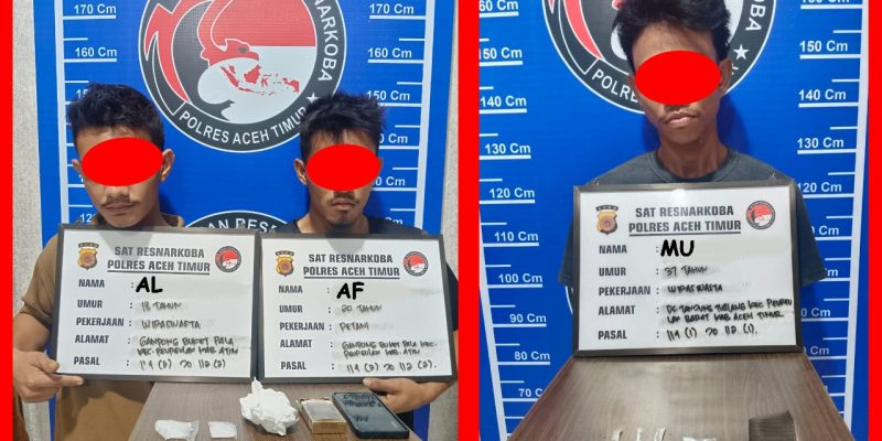 Satresnarkoba Polres Aceh Timur Aman 3 Pelaku Penyalahgunaan Narkotika, 9 Paket Sabu Disita