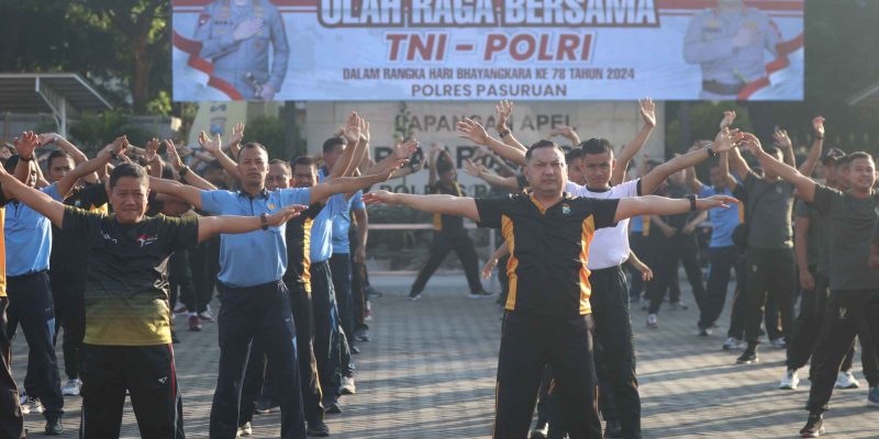 Sinergitas Tanpa Batas, Polres Pasuruan Menggelar Olahraga Bersama TNI-POLRI