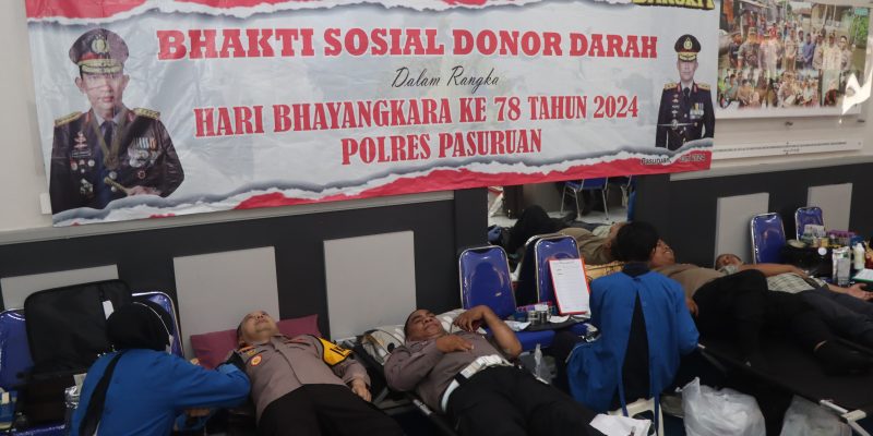 Hari Bhayangkari Ke-78, Polres Pasuruan Gelar Bhakti Sosial Donor Darah