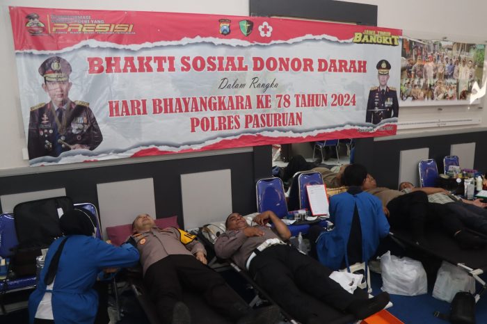 Hari Bhayangkari Ke-78, Polres Pasuruan Gelar Bhakti Sosial Donor Darah
