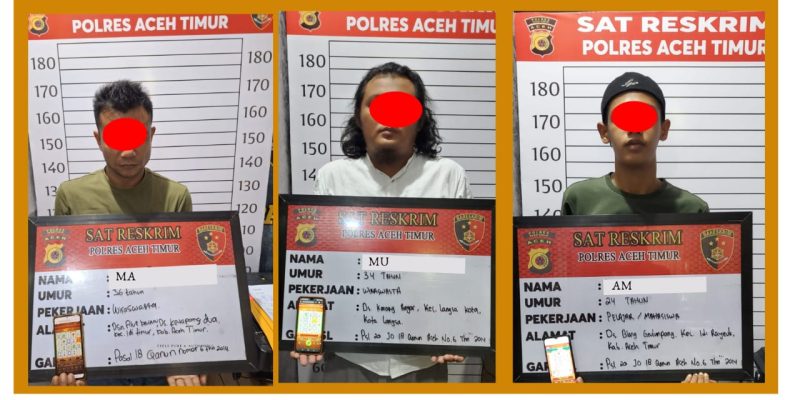 Dalam Sehari Satreskrim Polres Aceh Timur Amankan Tiga Pelaku Judi Online