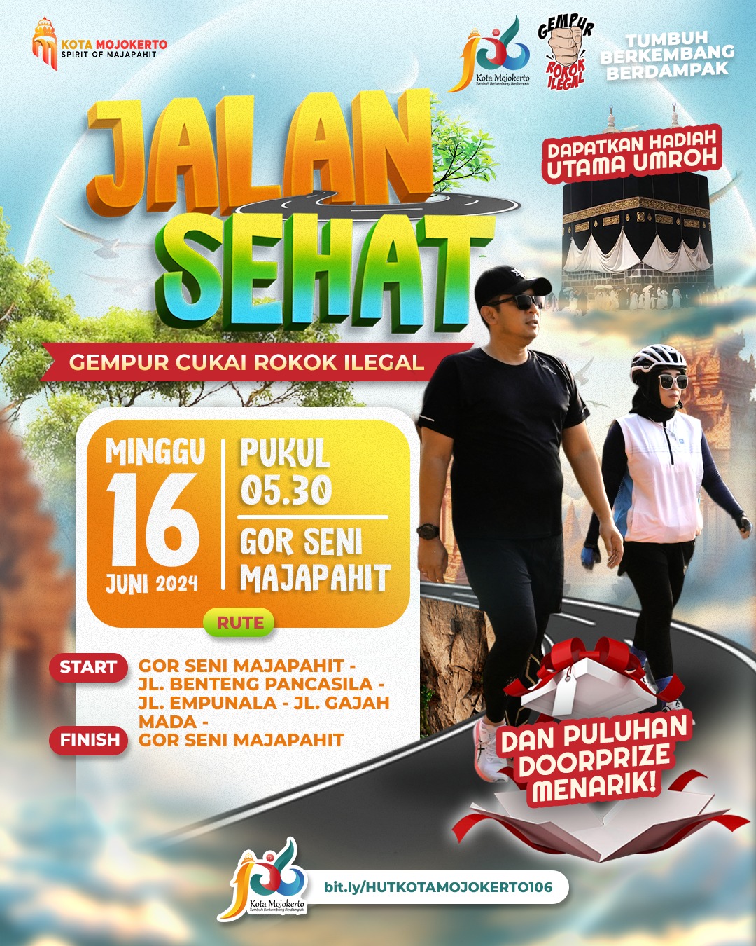 Jangan Lewatkan! Jalan Sehat Hari Jadi ke-106 Kota Mojokerto, Ada Doorprize Umroh