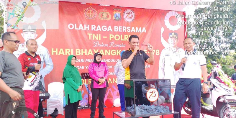 TNI-Polri Bangkalan Kompak Olahraga Bersama Dalam Rangka HUT Bhayangkara Ke 78 Tahun