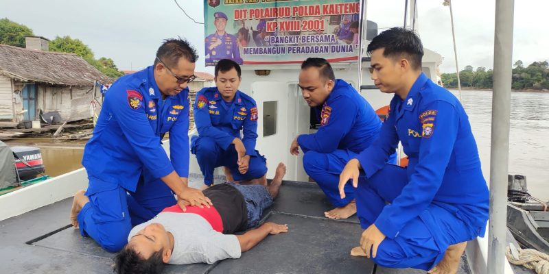 Ditpolairud Polda Kalteng Latihkan Personel KP XVIII 2001 RJP dan Pertolongan Korban Tenggelam