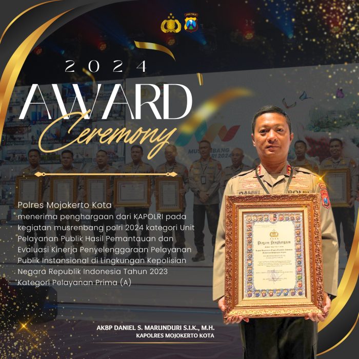 Kapolri Beri Penghargaan Polres Mojokerto Kota Atas Pelayanan Prima