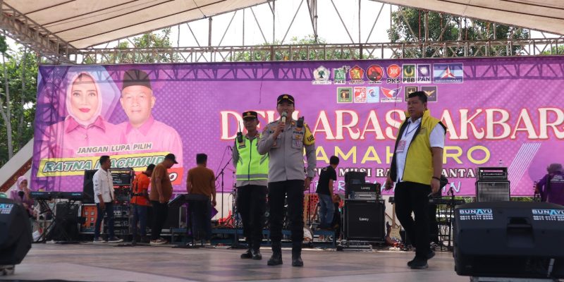 Polres Musi Rawas Kerahkan Ratusan Personel Amankan Deklarasi Akbar Ramah-Pro dan Kantor KPUD Musi Rawas