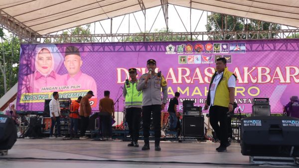Polres Musi Rawas Kerahkan Ratusan Personel Amankan Deklarasi Akbar Ramah-Pro dan Kantor KPUD Musi Rawas