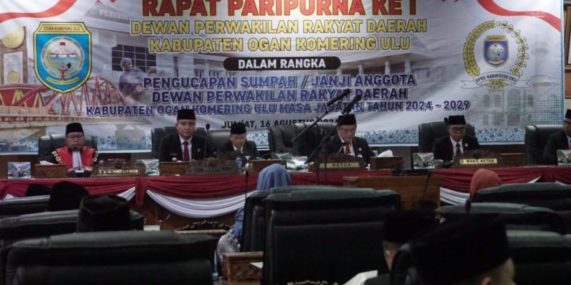 Paripurna Ke 1 Gelar Pelantikan 35 Anggota DPRD OKU Terpilih Di Hadiri PJ Bupati OKU Iqbal Alisyahbana