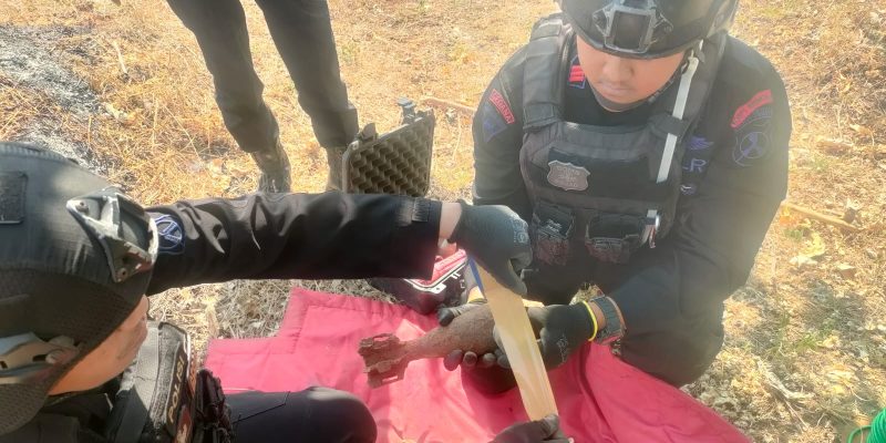 Tim Jibom Detasemen Gegana Sat Brimob Polda Jatim Musnahkan Mortir Dan Ranjau Darat Yang Ditemukan Di Kantor Kecamatan Puspo