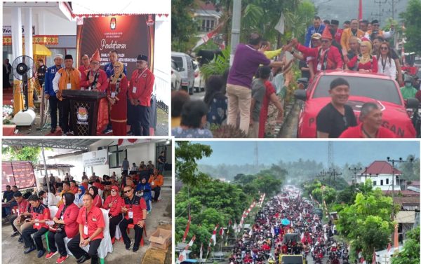 Walau di Guyur Hujan,  Ribuan Masyarakat Kotamobagu Mengantar NK-STA Mendaftar di KPU