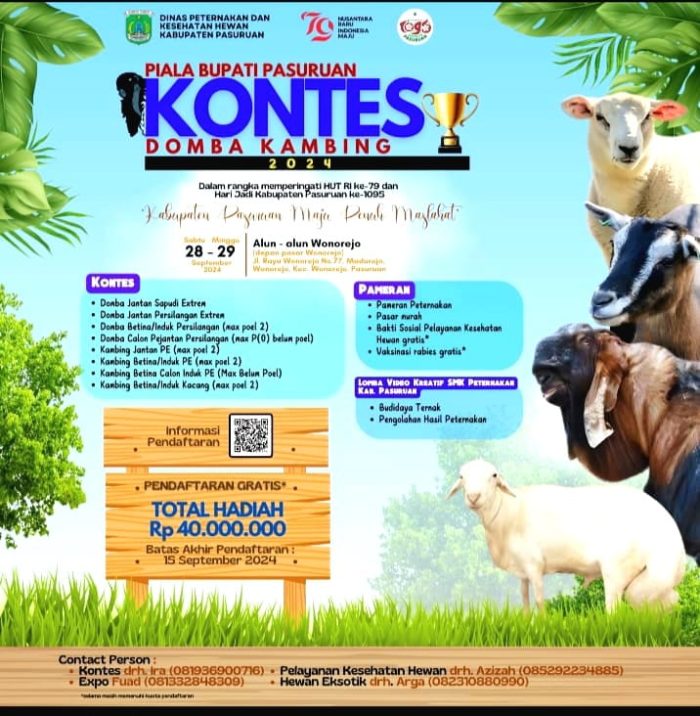 Kontes Kambing di Alun-Alun Wonorejo Dalam Rangka Memperingati HUT RI Ke 79 Dan Hari Jadi Kabupaten Pasuruan Ke 1095