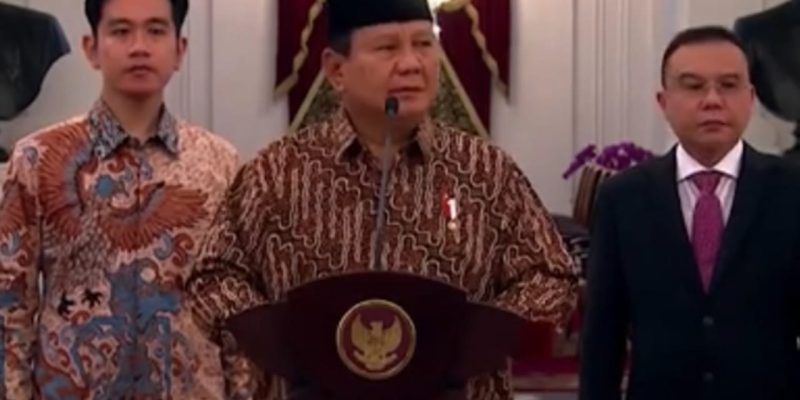 Presiden dan Wapres Umumkan Nama Menteri dan Pejabat Setingkat Menteri “Kabinet Merah Putih
