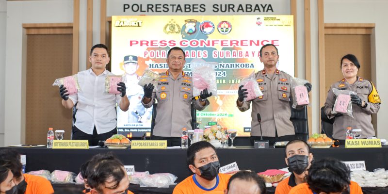 Polrestabes Surabaya Berhasil Ungkap Jaringan Narkoba, 16 Kg Sabu Disita