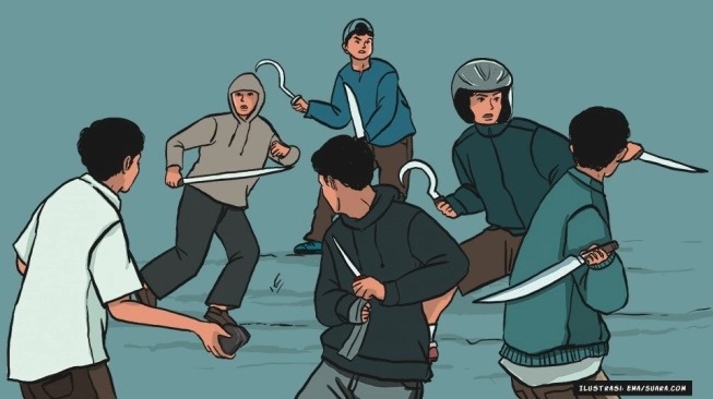 Sok Jagoan! Remaja Surabaya Tawuran Antar-gangster