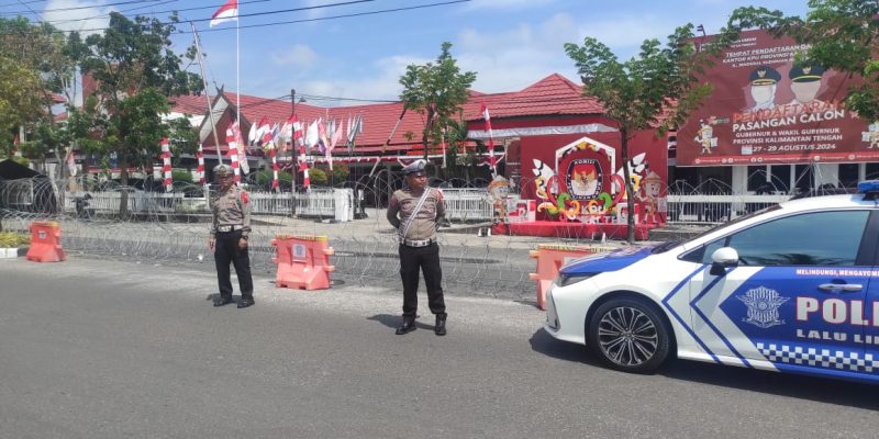 Ditlantas Polda Kalteng Gelar Patroli di Kantor Bawaslu dan KPU Provinsi