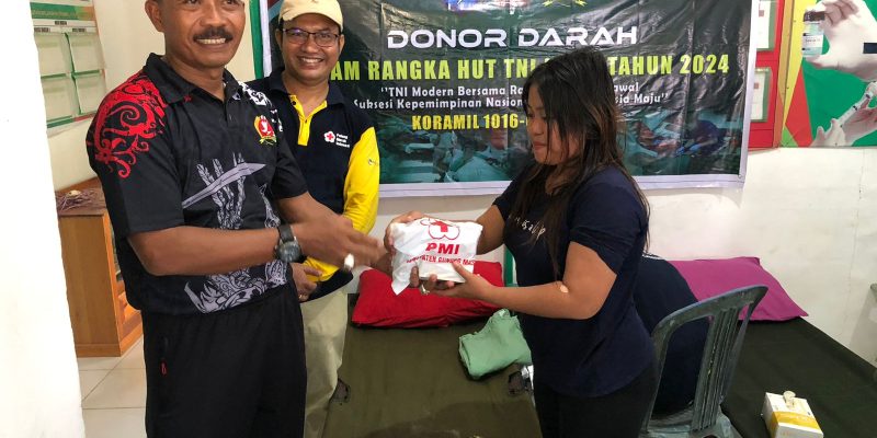 Wujud Kepedulian, Anggota Jajaran Koramil Kodim 1016/Plk Laksanakan Donor Darah
